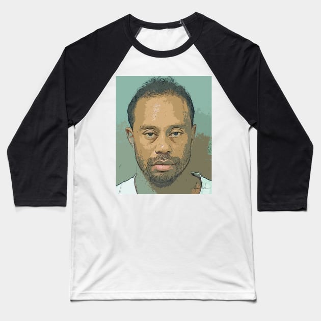 Tiger Woods Mugshot Baseball T-Shirt by Juantamad